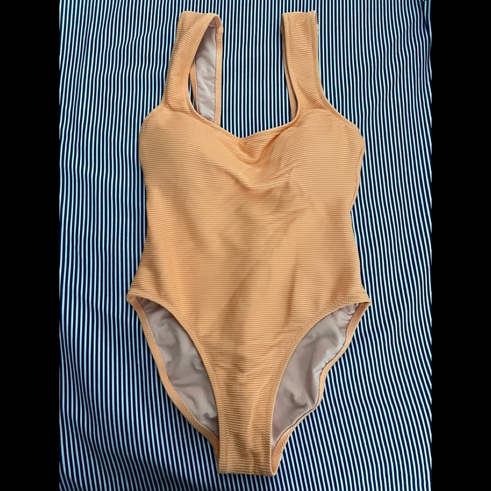 J. Crew rib square neck one piece bathing suit